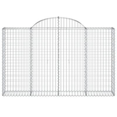 vidaXL Cestos gabião arqueados 3pcs 200x30x120/140cm ferro galvanizado