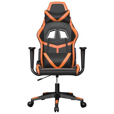 vidaXL Cadeira gaming couro artificial preto e laranja