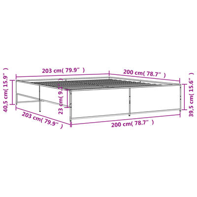 vidaXL Estrutura de cama 200x200 cm derivados madeira/metal