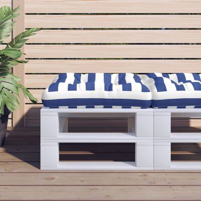 vidaXL Almofadão para paletes 58x58x10 cm tecido oxford azul/branco