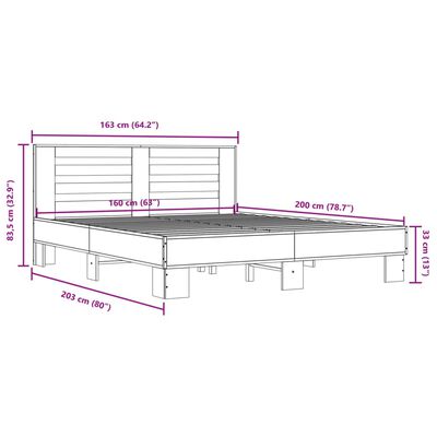 vidaXL Estrutura de cama 160x200 cm derivados madeira/metal