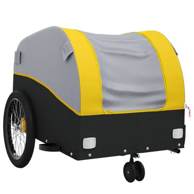 vidaXL Reboque para bicicleta 30 kg ferro preto e amarelo