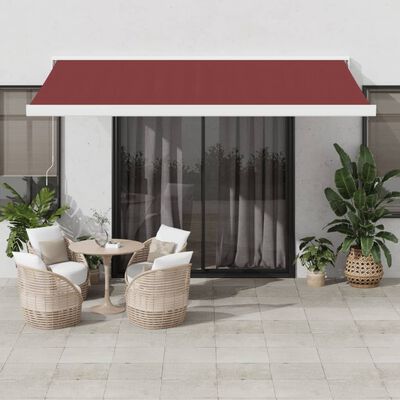 vidaXL Toldo retrátil manual 400x300 cm bordô