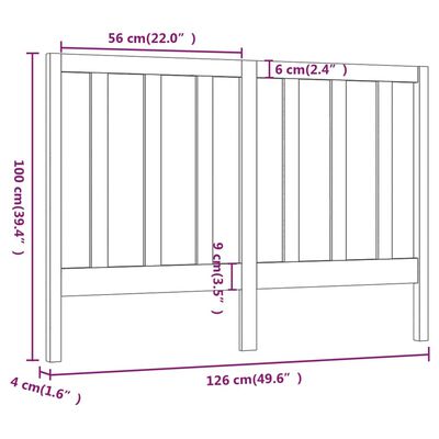 vidaXL Cabeceira de cama 126x4x100 cm pinho maciço branco