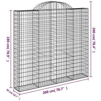 vidaXL Cestos gabião arqueados 15 pcs 200x50x180/200 ferro galvanizado