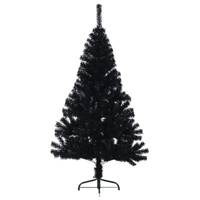 vidaXL Meia árvore de Natal artificial com suporte 120 cm PVC preto