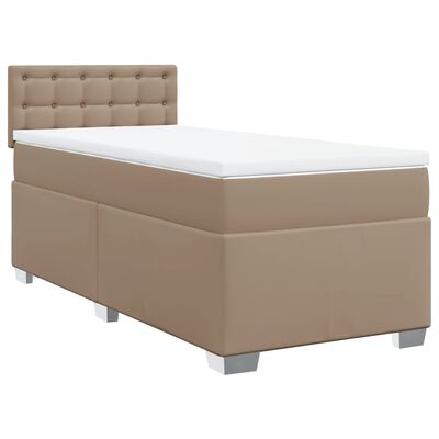 vidaXL Cama com molas/colchão 100x200 cm couro artificial cappuccino