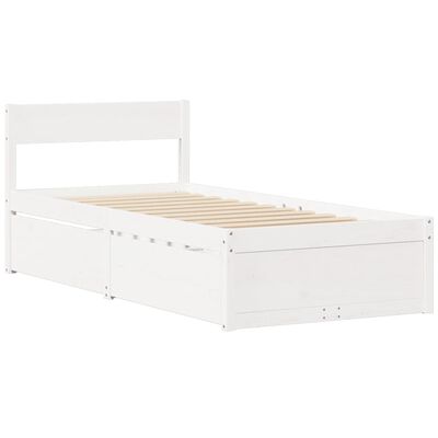 vidaXL Cama sem colchão 75x190 cm madeira de pinho maciça branco