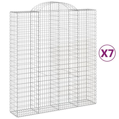 vidaXL Cestos gabião arqueados 7pcs 200x50x220/240cm ferro galvanizado