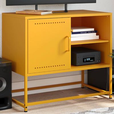 vidaXL Móvel de TV 68x39x60,5 cm aço amarelo mostarda