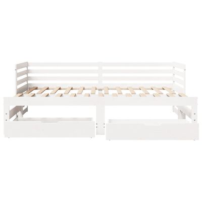 vidaXL Sofá-cama c/ gavetas 90x200cm madeira de pinho maciça branco