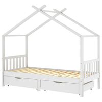 vidaXL Estrutura cama criança c/ gavetas 90x200 cm pinho maciço branco