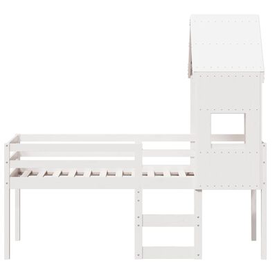 vidaXL Cama alta com telhado 75x190 cm pinho maciço branco