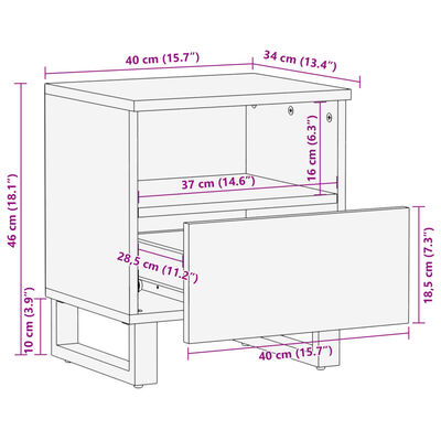 vidaXL Mesas de cabeceira 2 pcs 40x34x46 cm madeira de acácia maciça