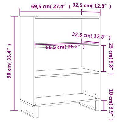 vidaXL Armário c/ prateleiras 69,5x32,5x90 cm derivados madeira preto