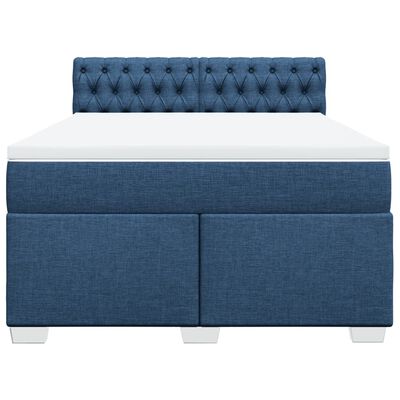 vidaXL Cama com molas/colchão 160x200 cm tecido azul