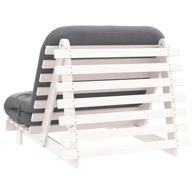 vidaXL Sofá-cama futon com colchão 100x206x11 cm pinho maciço branco