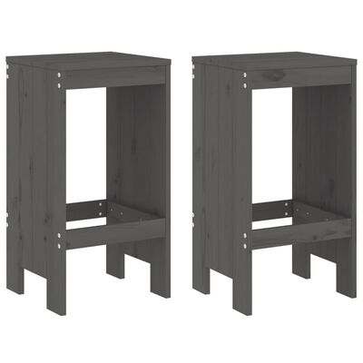 vidaXL Bancos de bar 2 pcs 40x36x75 cm madeira de pinho maciça cinza