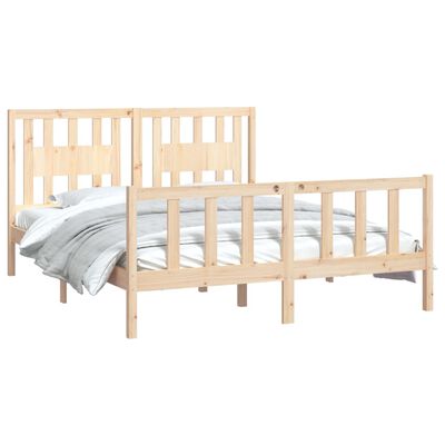 vidaXL Estrutura de cama casal com cabeceira 150x200 cm pinho maciço