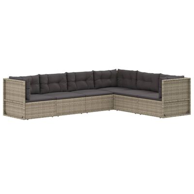 vidaXL 6 pcs conjunto lounge de jardim c/ almofadões vime PE cinzento