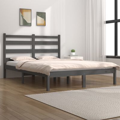 vidaXL Estrutura de cama 200x200 cm pinho maciço cinzento