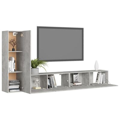 vidaXL 3 pcs conjunto móveis de TV derivados madeira cinzento cimento