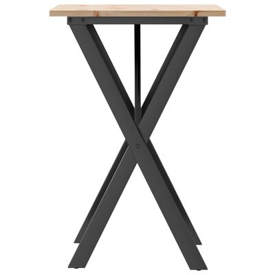 vidaXL Mesa de jantar estrutura em X 50x50x75 cm pinho e ferro fundido