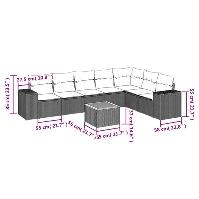 vidaXL 8 pcs conjunto de sofás p/ jardim com almofadões vime PE bege