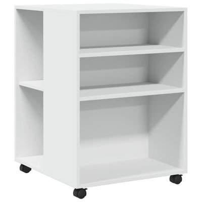 vidaXL Mesa de apoio c/ rodas 55x60x78 cm derivados de madeira branco