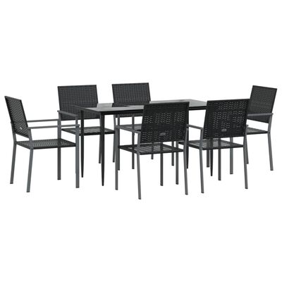 vidaXL 7 pcs conjunto de jantar p/ jardim vime PE e aço