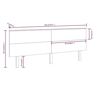 vidaXL Cabeceira de cama 184x6x82,5 cm pinho maciço preto