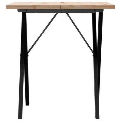 vidaXL Mesa de jantar estrutura em X 70x70x75,5 cm pinho/ferro fundido