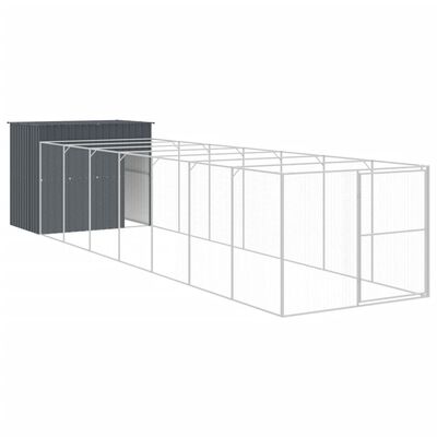 vidaXL Casota p/ cães c/ parque 214x865x181 cm aço galvaniz. antracite