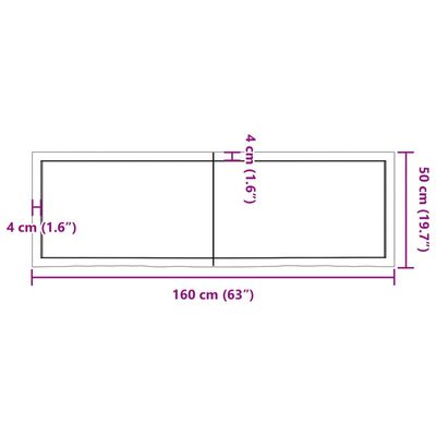 vidaXL Tampo de mesa 160x50x(2-6) cm carvalho tratado castanho-claro