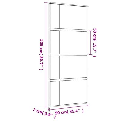 vidaXL Porta deslizante 90x205 cm vidro ESG/alumínio dourado