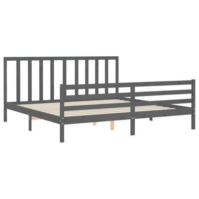 vidaXL Estrutura de cama com cabeceira 200x200 cm madeira maciça cinza