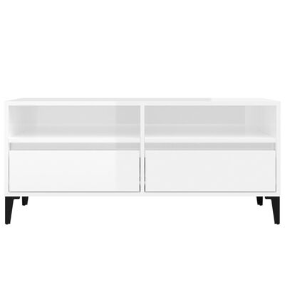 vidaXL Móvel p/ TV 100x34,5x44,5 cm derivados madeira branco brilhante