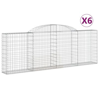 vidaXL Cestos gabião arqueados 6pcs 300x30x100/120cm ferro galvanizado