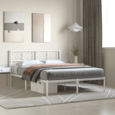 vidaXL Estrutura de cama com cabeceira 135x190 cm metal branco