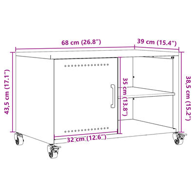 vidaXL Móvel de TV 68x39x43,5 cm aço rosa