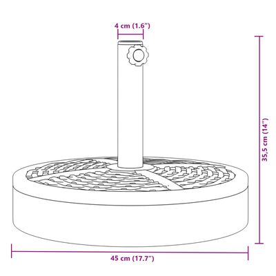 vidaXL Base de guarda-sol para postes de Ø38/48 mm 25 kg redondo