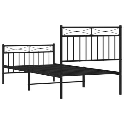 vidaXL Estrutura de cama com cabeceira e pés 90x190 cm metal preto