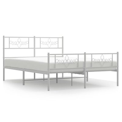 vidaXL Estrutura de cama com cabeceira e pés 150x200 cm metal branco