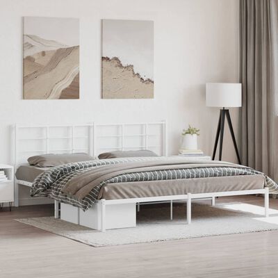 vidaXL Estrutura de cama com cabeceira 200x200 cm metal branco