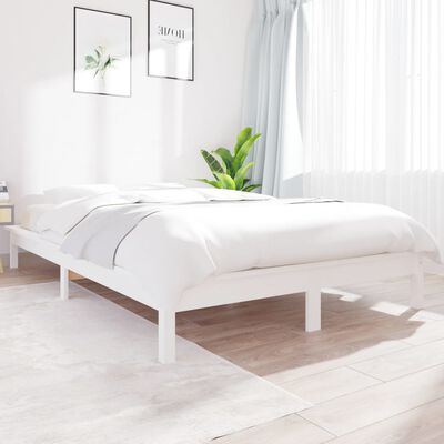 vidaXL Estrutura de cama king size 150x200 cm pinho maciço branco