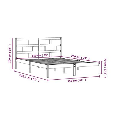 vidaXL Estrutura de cama king 150x200 cm madeira maciça