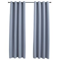 vidaXL Cortinas blackout c/ argolas em metal 2 pcs 140x175 cm cinzento