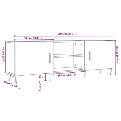 vidaXL Móvel de TV 150x30x50 cm derivados de madeira cinza-cimento