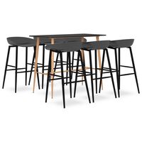 vidaXL 7 pcs conjunto de bar preto e cinzento