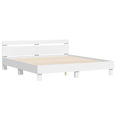 vidaXL Estrutura cama c/ cabeceira 200x200 cm derivados madeira branco